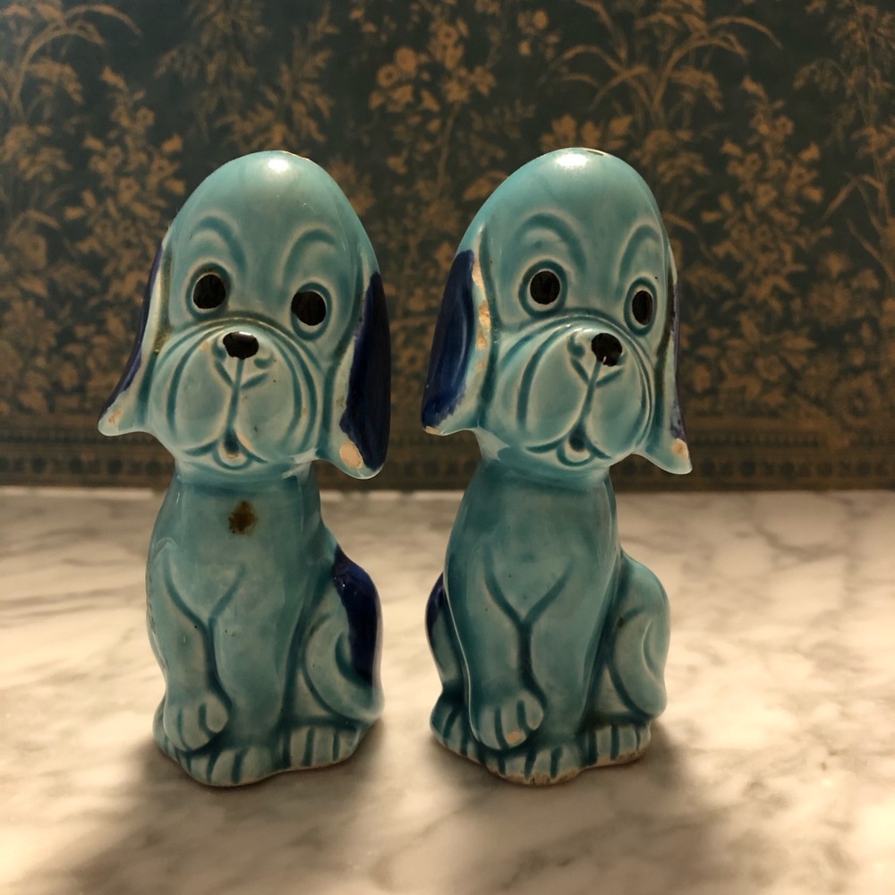 Vintage Blue Dog Salt & Pepper Shakers